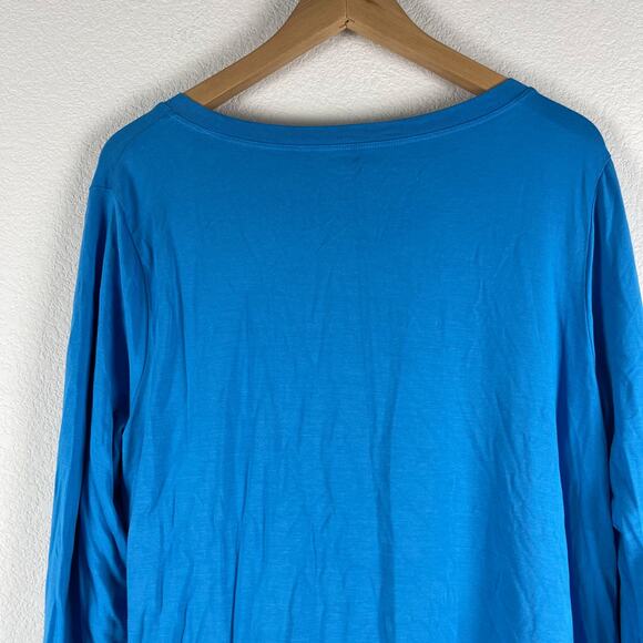 Soft Surroundings Modal Tunic Top Womens Large Blue Long Sleeve Stretchy Button - Picture 10 of 11
